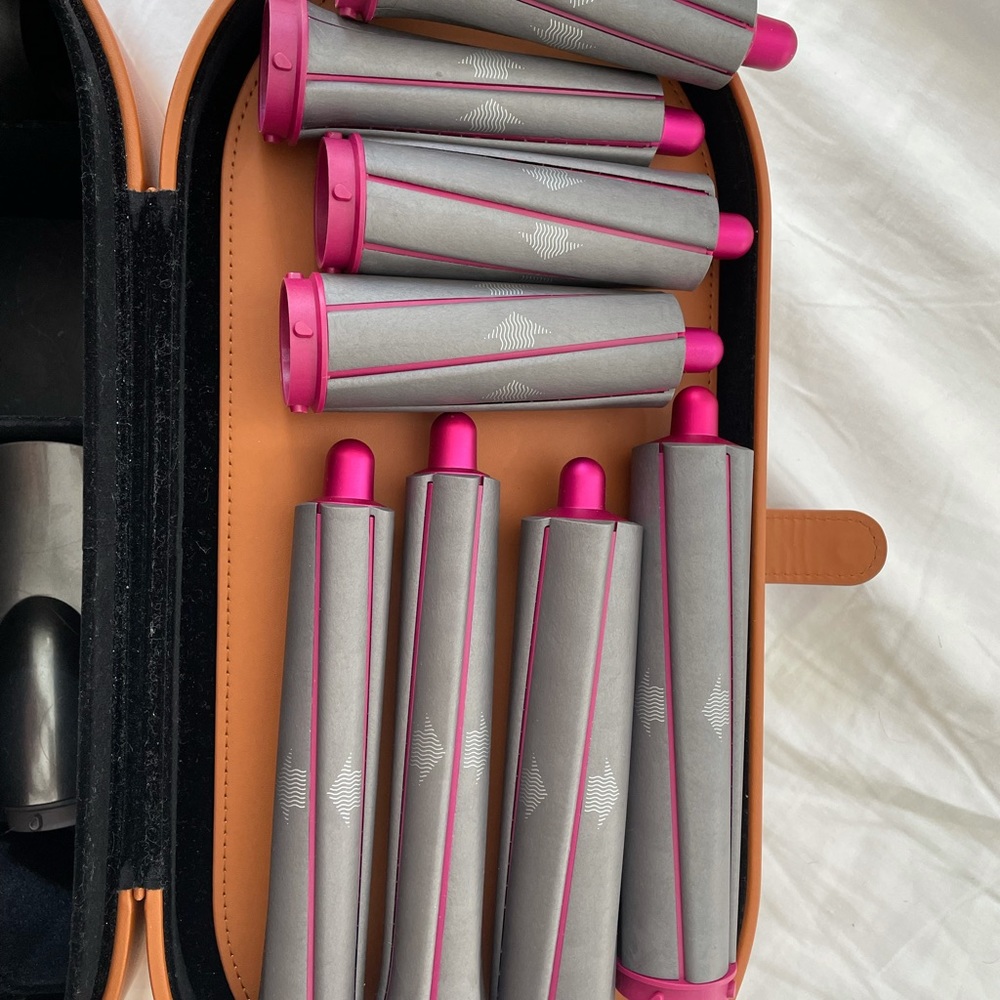 Dyson Airwrap Complete Styler Nickle & Fuschia Additional Long Barrels Travel